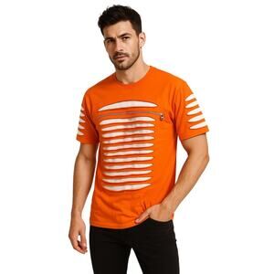 Switch Originals Orange Cutout Layered T-Shirt – Zipper Chest Detail – Size L
